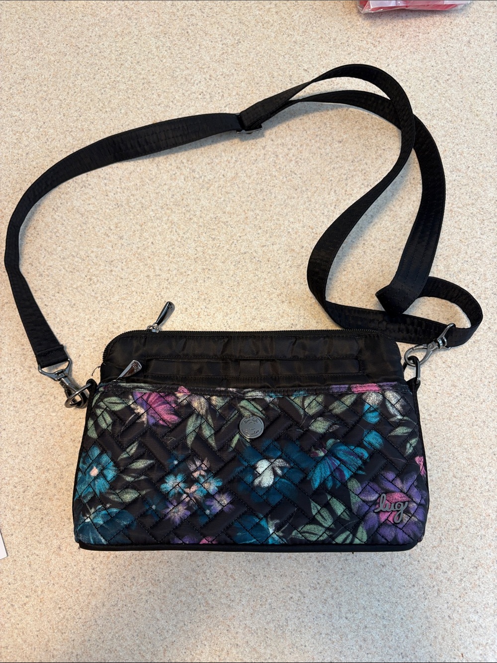 Like New - Lug Pirouette Color Block Convertible Crossbody, Bloom Black/Black